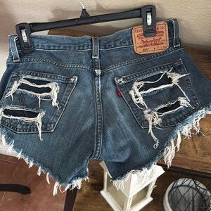 Levi's Classic Blue Ripped Jean Shorts